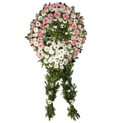 Serik Çiçekçi Pembe Beyaz Gerbera Cenaze Çelengi