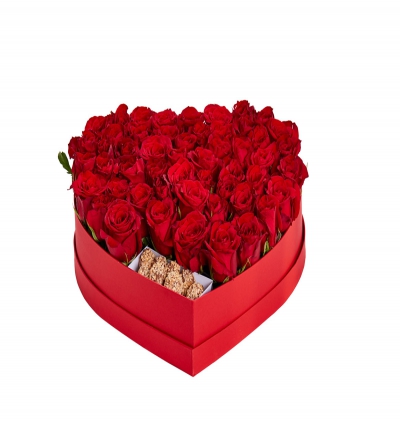 Serik Çiçekçi kalp kutuda kırmızı güller