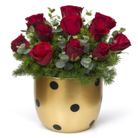  Serik Çiçek Siparişi Puantiyeli vazoda Kıemızı güller